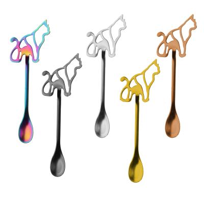 China CLASSIC Cat Stainless Steel Cute Animal Coffee Scoop Spoon Gold Coffee Spoon Administer Volume Home Hotel Restaurant Metal Spoon, Color Box for sale