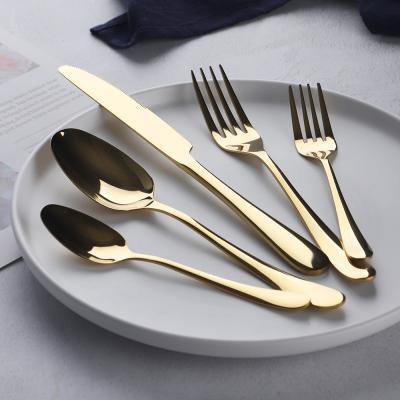 China Sustainable Amazon plated pvd 5pcs shiny gold flatware travel set with custom printing service for 8 for sale