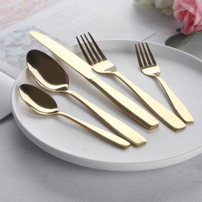 China Homefavor Viable 5 Pieces True 18/0 Gold Shiny Modern Flatware Stainless Steel Flatware Set For 8 for sale