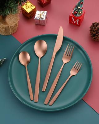 China Sustainable Matte Polish Wedding Flatware Rose Gold Stainless Steel Flatware Set from homefavour for sale