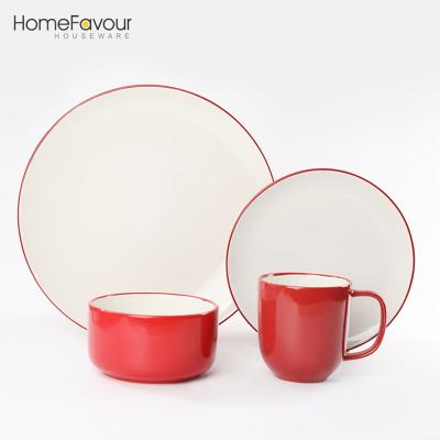 China 2020 Manufacturer Viable New Arrivals China Stoneware Dinnerware Red Dinner Set For Wedding for sale