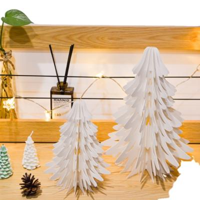 China Eco-friendly Modern Home Decor Bar Display Window Christmas Tree Paper Decoration Ornaments With LED Light for sale