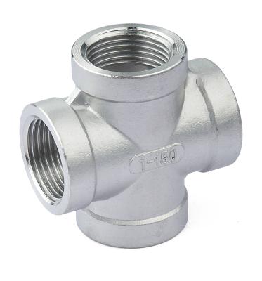 China Stainless Steel ss304 ss316 pipe fitting 4 wayTtees Forged Fitting Threaded Cross for sale