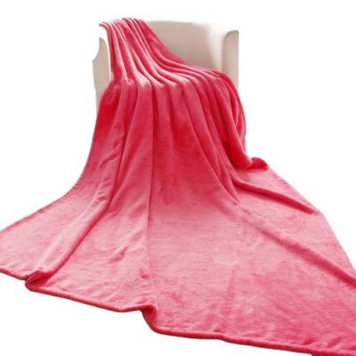 China Wholesale High Quality Fire Retardant 100% Polyester Flannel Throw Blanket Rose Red for sale