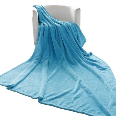 China Flame Retardant Oeko-Tex Approved Fleece Plush Solid Color Blanket 100% Polyester Coral Lake Blue for sale