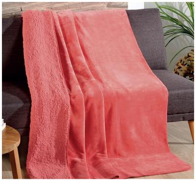 China KOYO flame retardant 100% polyester bonded knitted flannel blanket with double sherpa layer for sale