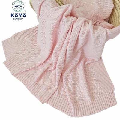 China Anti-pilling 2022 New Polyester Blended Cotton Durable Movable Blankets Cable Yarn KOYO Knitting Blanket for sale