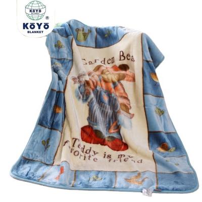 China Baby blanket flame retardant 100% polyester raschel knitted baby blanket blanket KOYO printed soft felling for sale