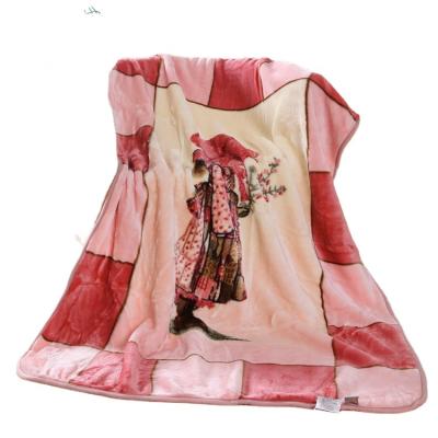 China Baby Blanket Flame Retardant 100% Polyester Raschel Knitted Blanket Soft Slaughter Printed KOYO for sale