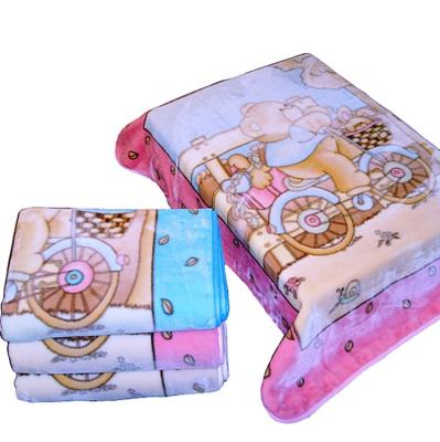 China Baby Blanket Flame Retardant 100% Polyester Raschel Knitted Blanket Soft Slaughter Printed KOYO for sale