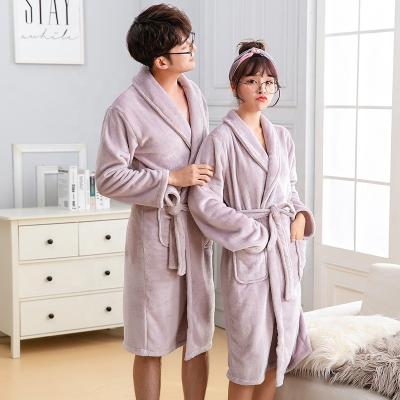 China Hot Lady Men Lengthen And Flame Retardant Winter Lovers Kimono Bathrobe Sleepwear Thicken Long Robe Flannel Casual Nightgown Homewear for sale