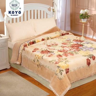 China Anti-pilling soft raschel knitted KOYO feeling 100% polyester flower printed weighted blanket for sale