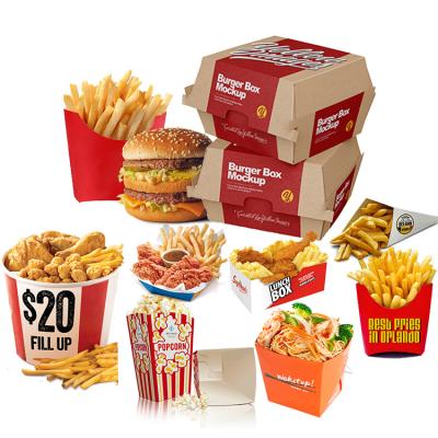 China Fried Fries Chicken Packaging Boxes Recyclable Biodegradable Popcorn Noodle Disposable Hamburger Packaging Takeout Box for sale