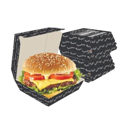 China JM Logo Pattern Printed High Quality Food Grade Cardboard Recyclable Wholesale Custom White Hamburger Sandwich Fast Food Packaging for sale