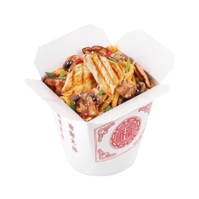 China Recyclable Food Grade Biodegradable Green Customized Direct Printing Chinese Wrapping Paper Take Out Food Container Fried Noodle Boxes for sale