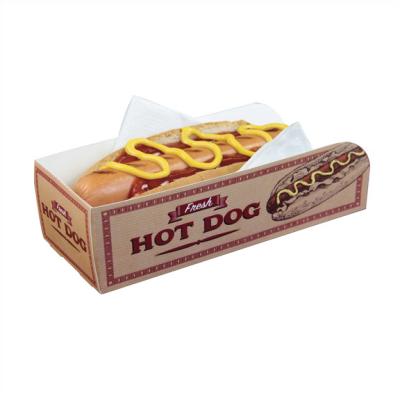 China Hot Dog Snack Tray Custom Logo Printing Disposable Eco Friendly Biodegradable Paper Box for sale