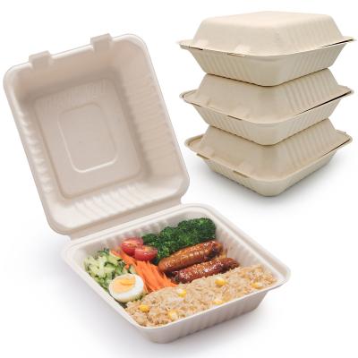 China 1200ml ECO Sugarcane Pulp Clamshell Bento Box Take Away Lunch Biodegradable Disposable Portable Take Out Food Prep Containers for sale