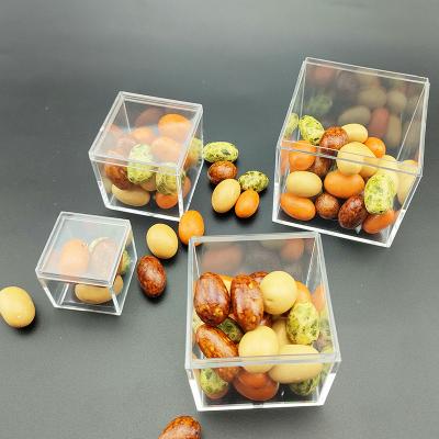 China JM Food Grade Small Cube Wedding Sugar Favor Box 2x2x2 Clear Acrylic Acrylic Candy Box JMDEG002 for sale