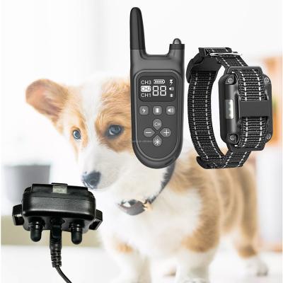 China Plastic Remote Rechargeable Waterproof Electric Shock Training Collar with Sound Signal Vibration Shock Light for Small Medium Large Dogs for sale