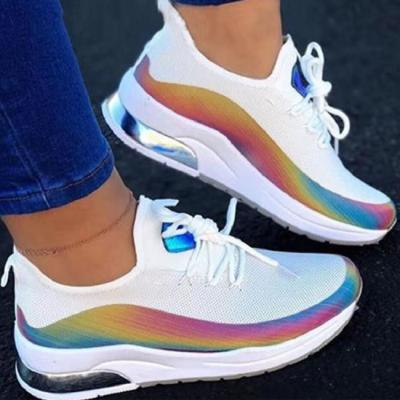 China New Women's Running Shoes Anti-odor Sneakers Casual Rainbow Fashion Sports Reflective Shoes for sale