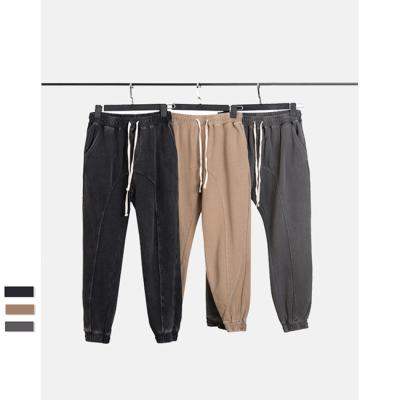 China Youth Sustainable Men Washed Cotton Plaid Cotton Sports Pants for sale