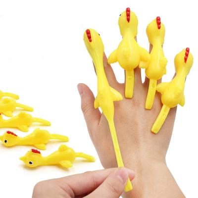 China Relieve Stress and Anti-Anxiety 5 Pieces Sticky Fingertip Toy Educational Decompression Toy Funny Shape Rubber Band Turkey Flying Chicken for sale