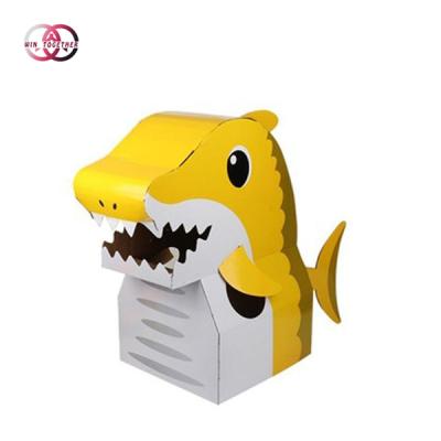 China Portable Cardboard Baby DIY Cardboard Children's Portable Paper Elephant Giraffe Shark Portable Toy for sale