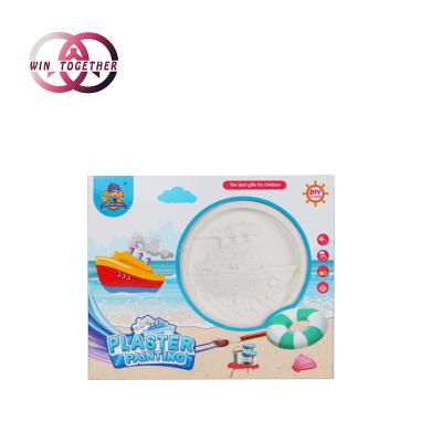 China New Plaster Graffiti Toy DIY Plaster Painted Cruise Ship Model Round Plaster Painted Educational Toy for sale