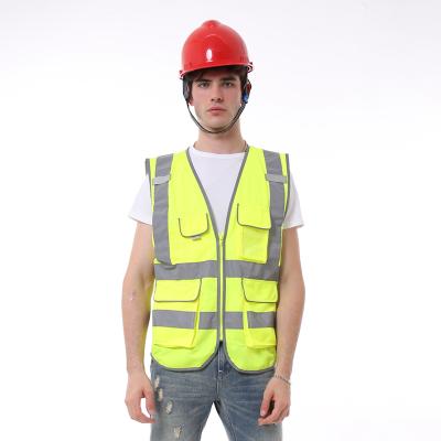 China High Visibility Yellow Traffic Multi Pockets Breathable Reflective Safety Vest for sale