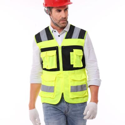 China Security Pocket High Visibility Custom Color Hi Vis Mesh Reflective Saftey Vests For Multi Duty Men for sale