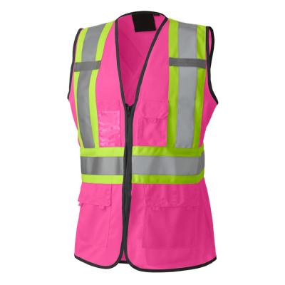 China High Visibility Safety ANSI Fluorescent Working Uniform Designs For Women Working Reflective Vests for sale