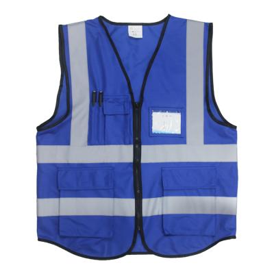 China Blue Visibility construction workwear top knitted fabric high visibility safety vest for sale