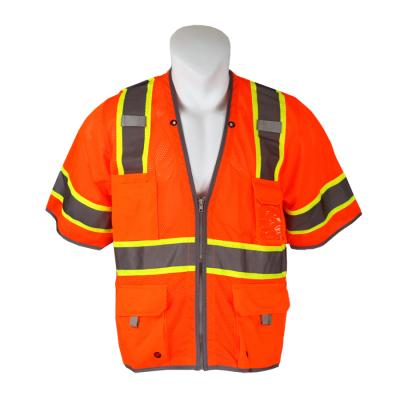 China Class 3 Safety Vest OSHA High Visibility ANSI Standard Reflective Mesh Pockets Sleeve Heavy Duty Vest for sale