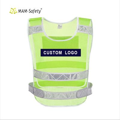 China Road Safety Workplace Safety MOM Mesh Construction Safety Visibility Net Vest Top PVC Yellow-Orange Reflective Tape Vest for sale