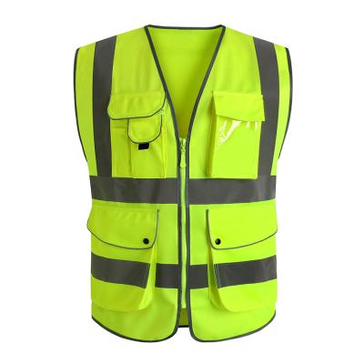 China Wholesale Fluorescent Yellow Multi Pockets Security High Visibility MOM High Visibility Vest for sale