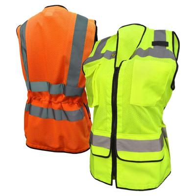 China Front Heavy Duty Women's Zipper Vest Surveyor Reflective Reflective Safety Vest for sale