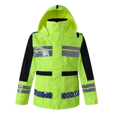 China Custom Construction High Visibility Belt Safety Waterproof Mens Rain Reflective Jacket for sale