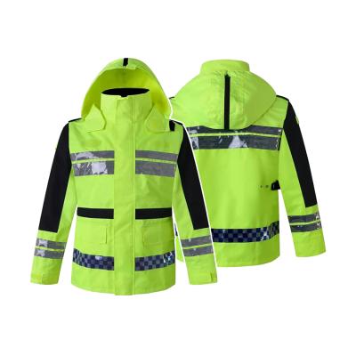 China High Visibility china supplier 100% light weight polyester with tpu laminated waterproof high visibility raincoat reflective jacket for traffic for sale