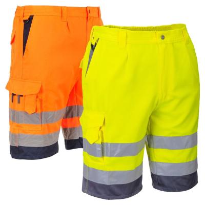 China Hi Work Uniform High Visibility Force 100% Polyester Orange Cargo Pants Mesh Cheap Reflective Strip Work Trousers Men for sale