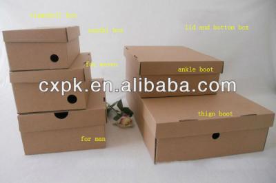 China Supply Recyclable Clamshell Shoe Box , Eco - Friendly Kraft Paper Shoe Box , Lid And Bottom Boot Box for sale