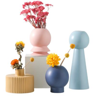 China Modern Nordic morandi ceramic vases arranged pieces living room home creative flower arrangement decorative vase for sale