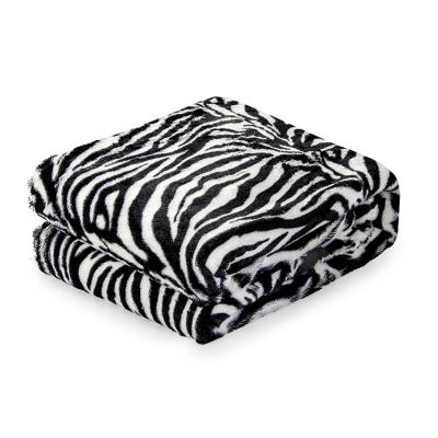 China Anti-pilling Sherpa Animal Print Knitted Mink 2 Ply Thermal Blanket Throw Blanket for sale