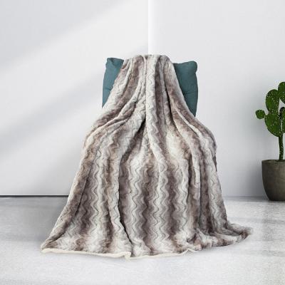 China PASSIONATE Knitted Weighted Blanket Faux Fur Super Brush Throw Blanket For Winter for sale