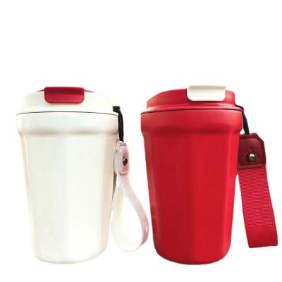 China Single Car Heat Resistant Rope Double-Layer Thermal Insulation Stainless Steel Carrying Large Capacity Coffee Cup for sale