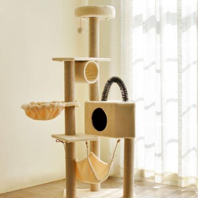 China Cat Tree Kitten Activity Tower Sustainable Housing House with Deluxe Scratching Hammock and Posts for sale