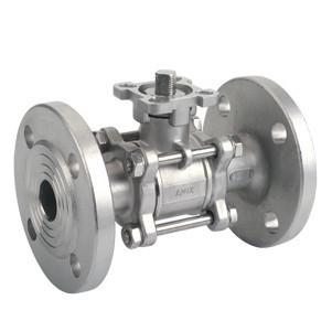 China SCS13 / SCS14 JIS 10K 3PC SS Flanged Ball Valve With ISO5211 Mounting Pad for sale