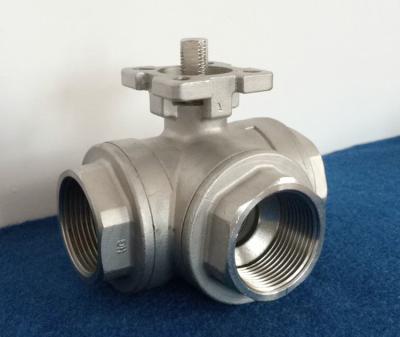 China High Mounting Pad Three Way Floating ISO 5211 Ball Valve with CF8M / CF8 1000wog for sale