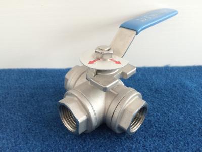 China L Port Stainless steel Three Way Ball Valve 1/4 Inch - 2 Inch  Screwed end for sale