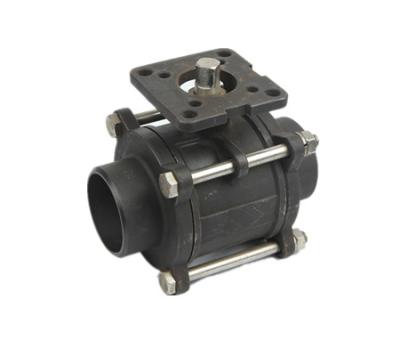 China Carbon Steel B W 3 PC Ball Valve With High Mounting Pad A216 WCB butt - welded end for sale