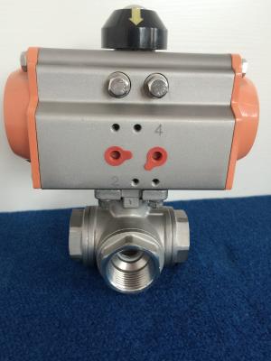 China CF8M / CF8 T / L Type 3 Way Ball Valves With Pneumatic Actuator AT Type for sale